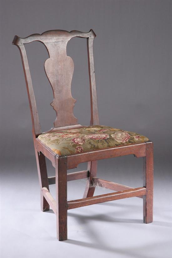 Appraisal: IMPORTANT PENNSYLVANIA CHIPPENDALE WALNUT SIDE CHAIR circa Serpentine crest centering