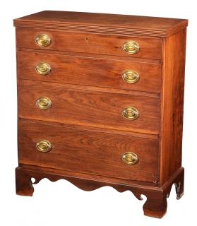 Appraisal: Southern Chippendale Walnut Diminutive Four Drawer Inlaid Chest attributed to