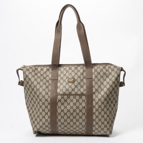 Appraisal: Gucci vintage jumbo tote in Supreme monogram coated canvas brown