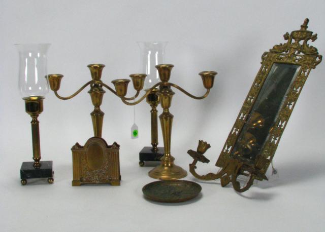 Appraisal: Group of cast metal decorative accessories including two pair of