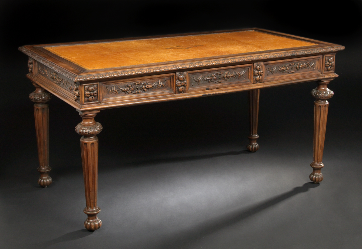 Appraisal: Continental Neo-Renaissance Fruitwood Writing Table late th century the inset