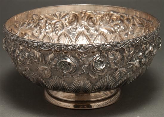 Appraisal: American repousse sterling silver bowl in the Baltimore Rose pattern