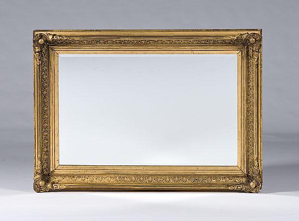 Appraisal: GILTWOOD AND GESSOED FRAMED MIRROR American ca - large framed