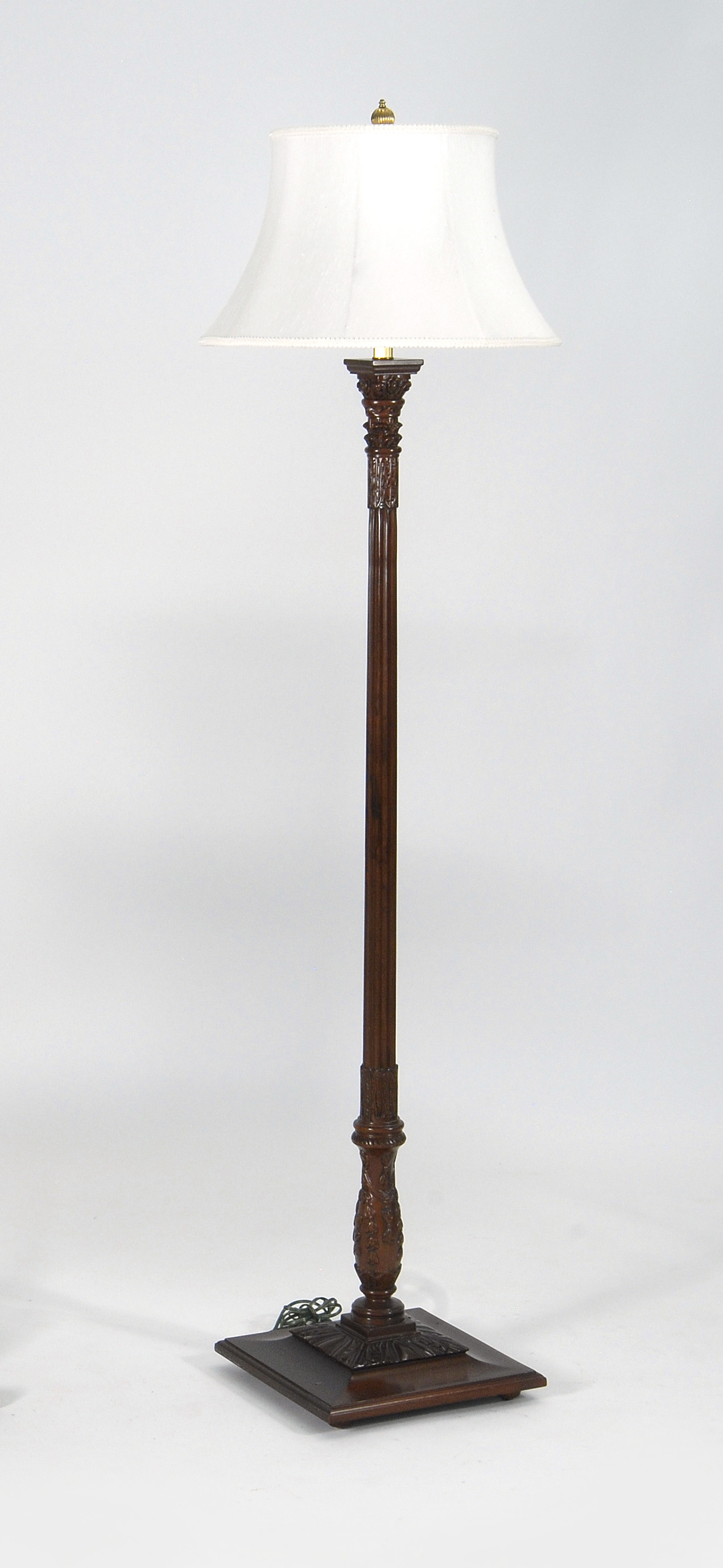 Appraisal: CONTEMPORARY FLOOR LAMP Mahogany fluted shaft with acanthus carving Height