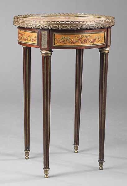 Appraisal: A Louis XVI-Style Mahogany Bronze-Mounted and Paint-Decorated Gu ridon late