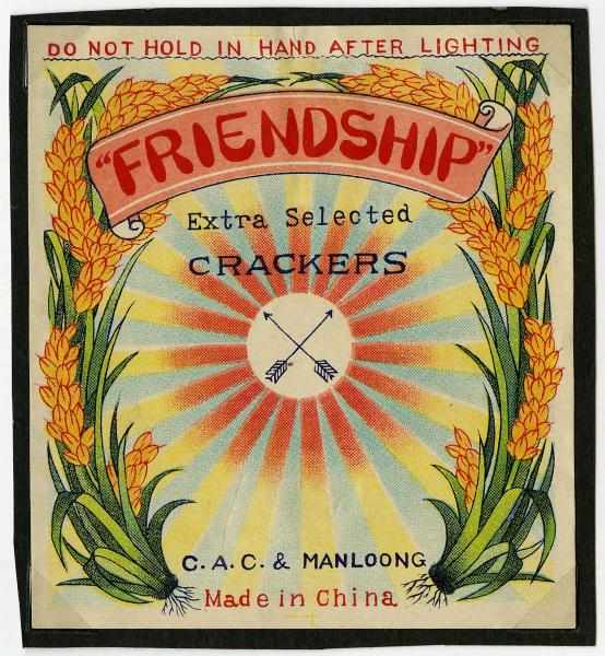 Appraisal: Friendship Firecracker Label Class Manufactured by C A C Manloong