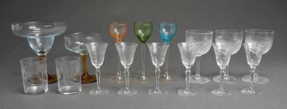 Appraisal: Group of Amber and Clear Glass Decanters Stem Cordials and