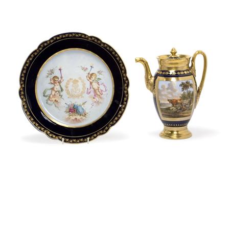 Appraisal: Louis Philippe Sevres Cobalt Charger and Coffee Pot Estimate -