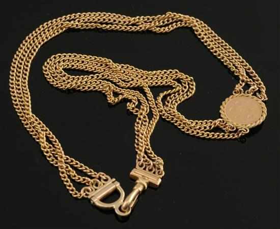 Appraisal: An Antique gold necklace Comprising a triple strand of curblink