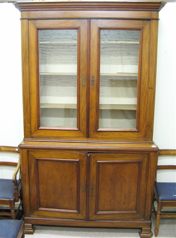 Appraisal: MAHOGANY CABINET BOOKCASE ON CABINET German first half of the