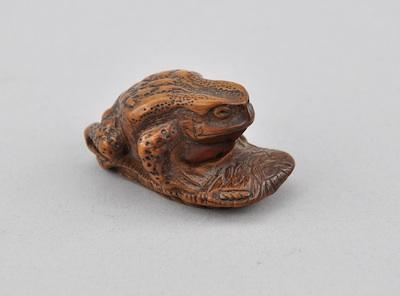 Appraisal: Toad Netsuke Kyoto School signed Masanao th Century Carved wood