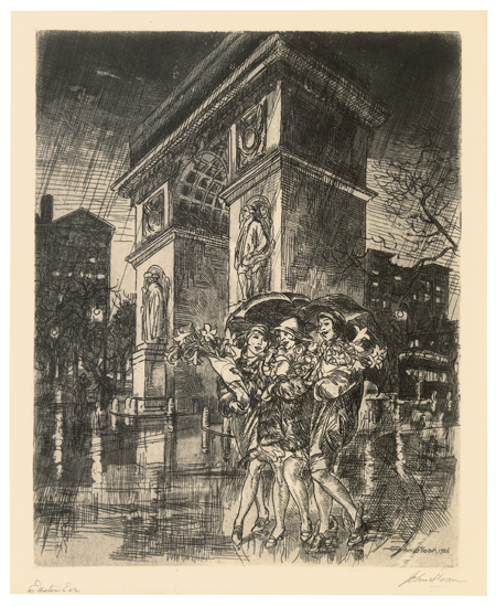 Appraisal: JOHN SLOAN Easter Eve Washington Square Etching and aquatint x