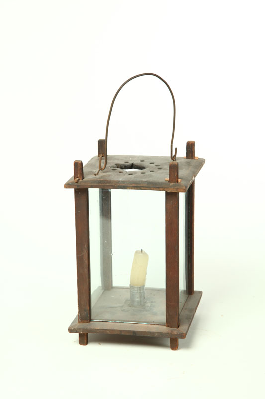 Appraisal: BARN LANTERN American th century poplar and glass Of typical