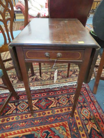 Appraisal: Brandt Mahogany Pembroke Table dropsides string inlay single drawer