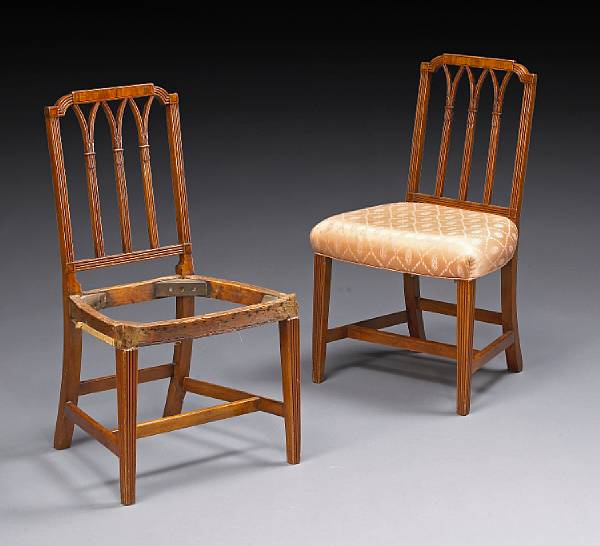 Appraisal: A pair of Federal mahogany inlaid side chairs school of