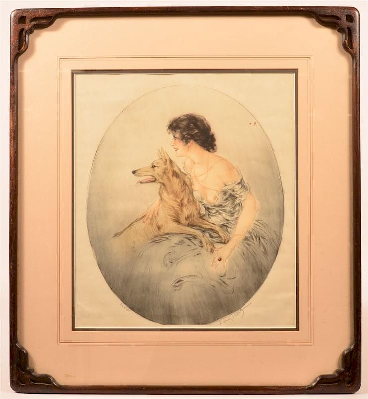 Appraisal: Louis Icart Color Etching Best Friends Louis Icart French -