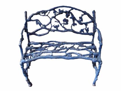 Appraisal: Group of blue painted cast-iron garden furnitureComprising a loveseat with