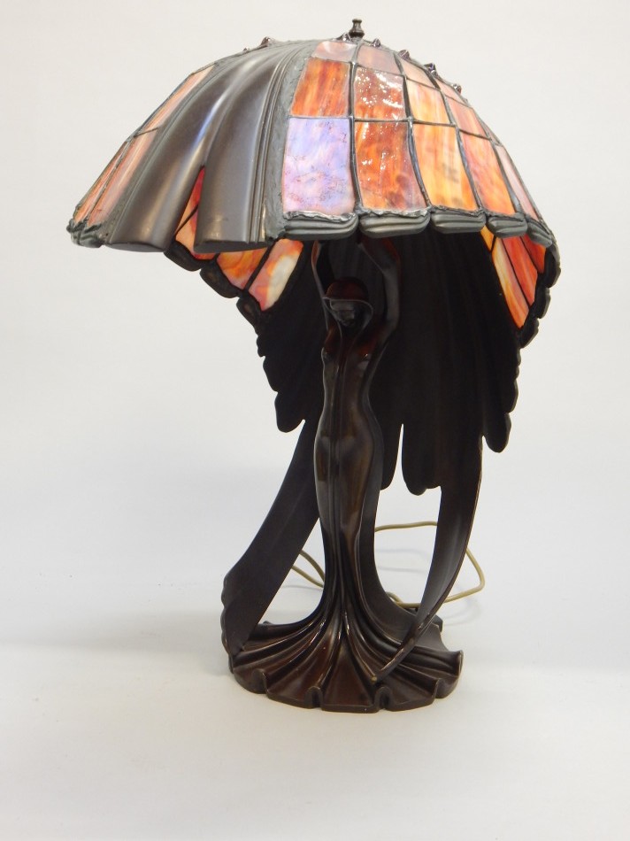 Appraisal: A thC Tiffany style bronze lamp base the shade with