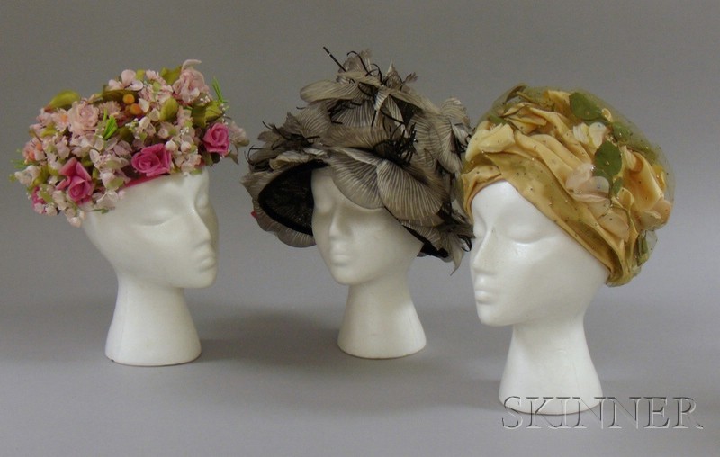 Appraisal: Two Vintage s Christian Dior Floral Hats and a Vintage