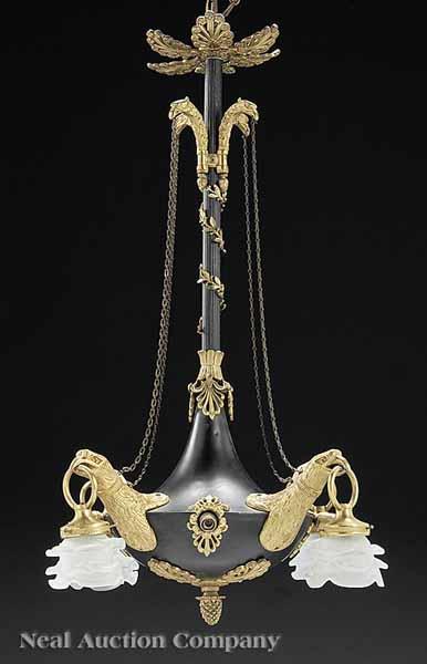 Appraisal: An Empire-Style Gilt Bronze and T le Chandelier early th