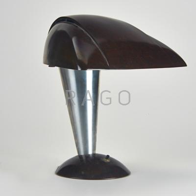 Appraisal: WALTER DORWIN TEAGUE Aluminum and Bakelite desk lamp Unmarked x