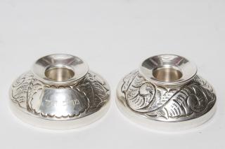 Appraisal: Judaica Sterling Silver Nesting Sabbath Candles Judaica silver a pair