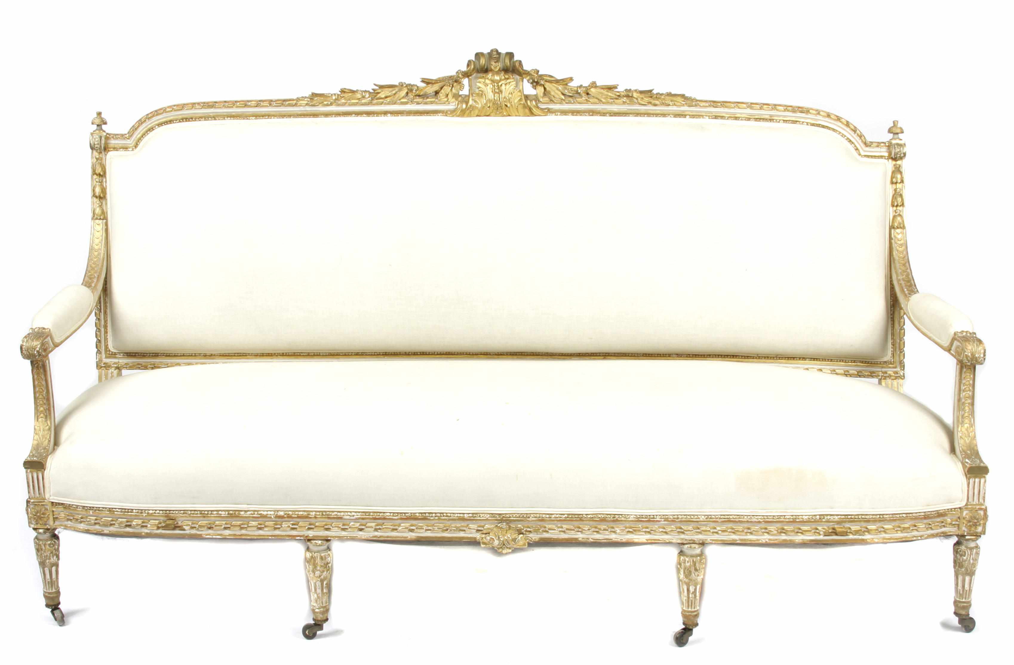 Appraisal: A Napoleon III giltwood canap second quarter th centuryheight in