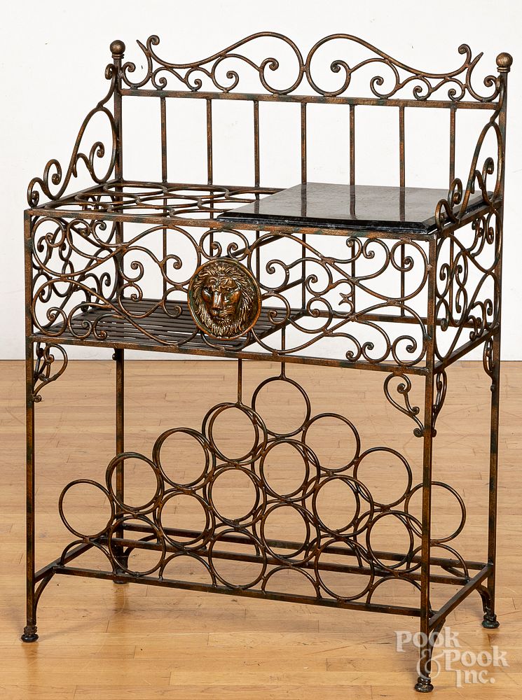 Appraisal: Iron wine rack tasting table h w Prov Iron wine