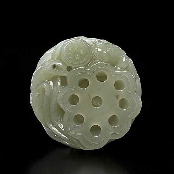 Appraisal: Chinese Celadon Jade Lotus Chinese th century A celadon toned