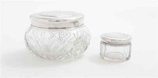 Appraisal: Two American Sterling Silver Mounted Cut Glass Powder Jars R