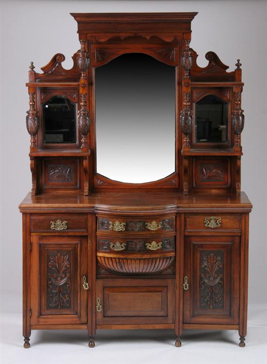 Appraisal: RENAISSANCE REVIVAL CARVED WALNUT SIDEBOARD Late th century Superstructure with