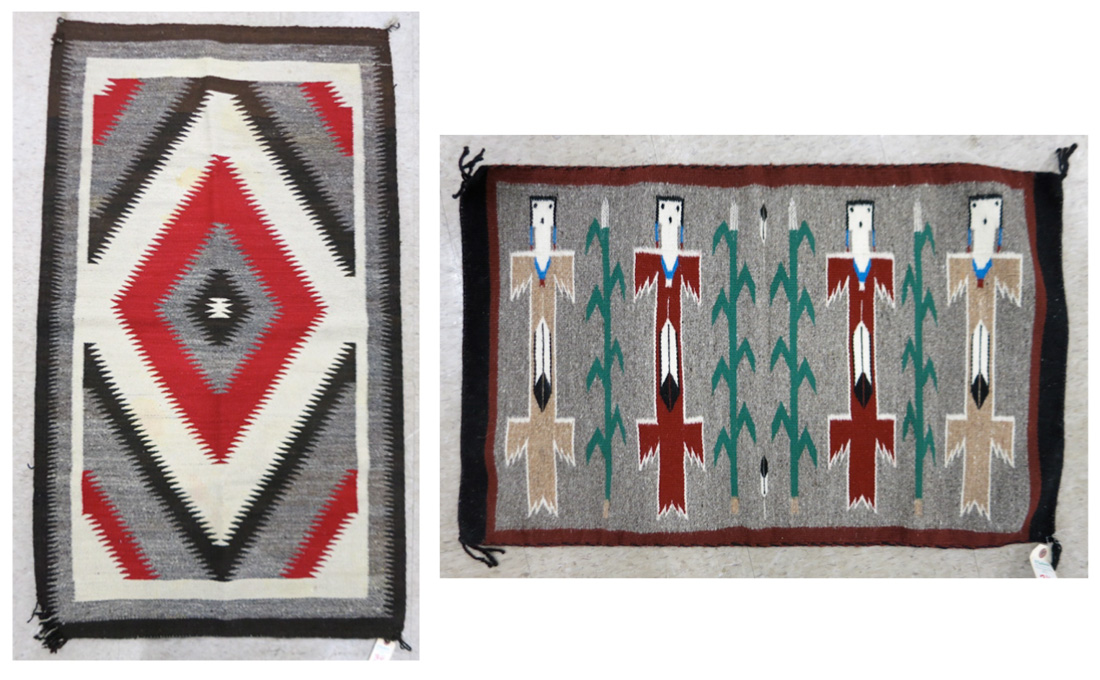 Appraisal: TWO NAVAJO WEAVINGS X inch YEI spirit dancers ceremonial sampler