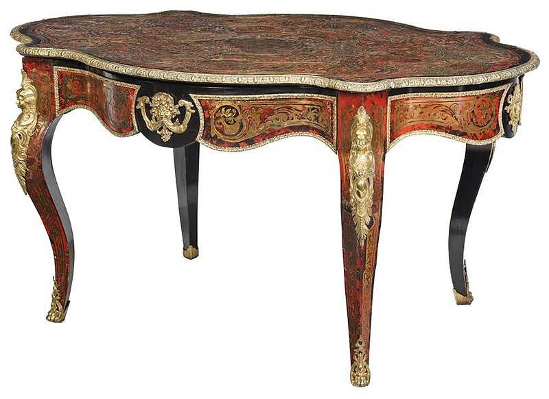 Appraisal: Louis XV Style Boulle Center Table French th century brass