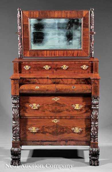 Appraisal: An American Late Classical Carved Mahogany Dressing Bureau c New