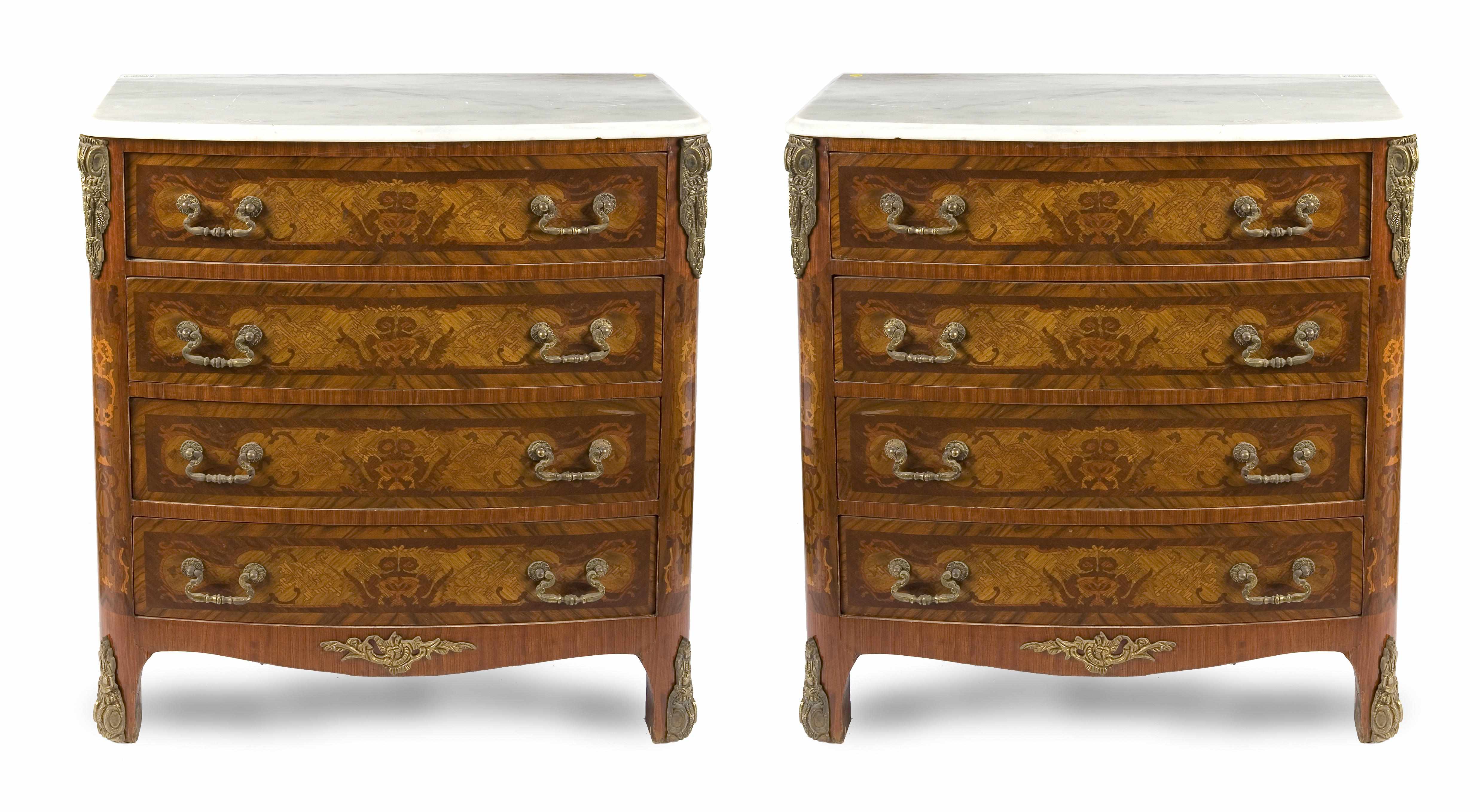 Appraisal: A pair of Rgence style gilt bronze mounted marquetry and