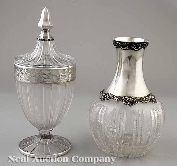 Appraisal: A Gorham Sterling Silver Mounted Cut Glass Carafe engraved script