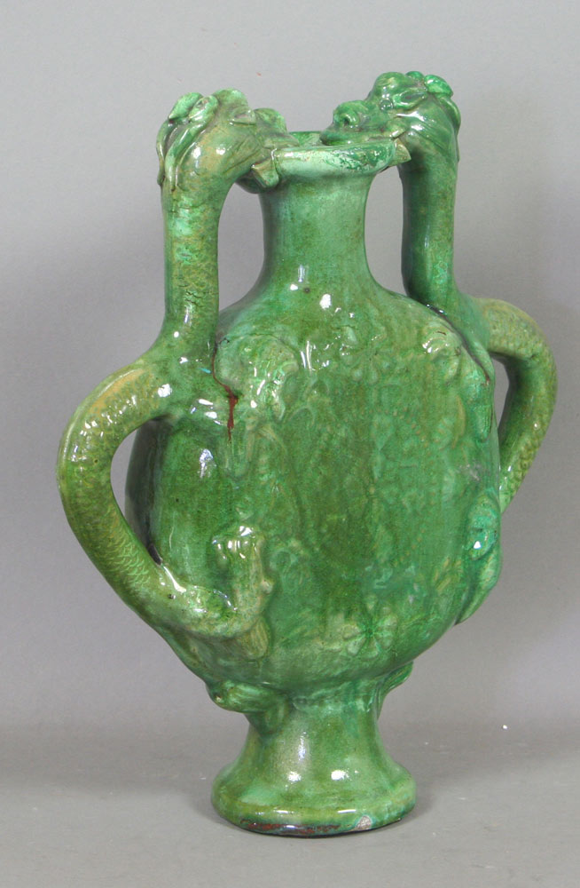 Appraisal: - th C Chinese Green Glazed Ceremonial Vase th Century