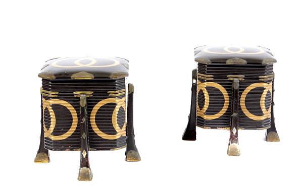 Appraisal: A pair of Japanese lacquer and metal food containers height