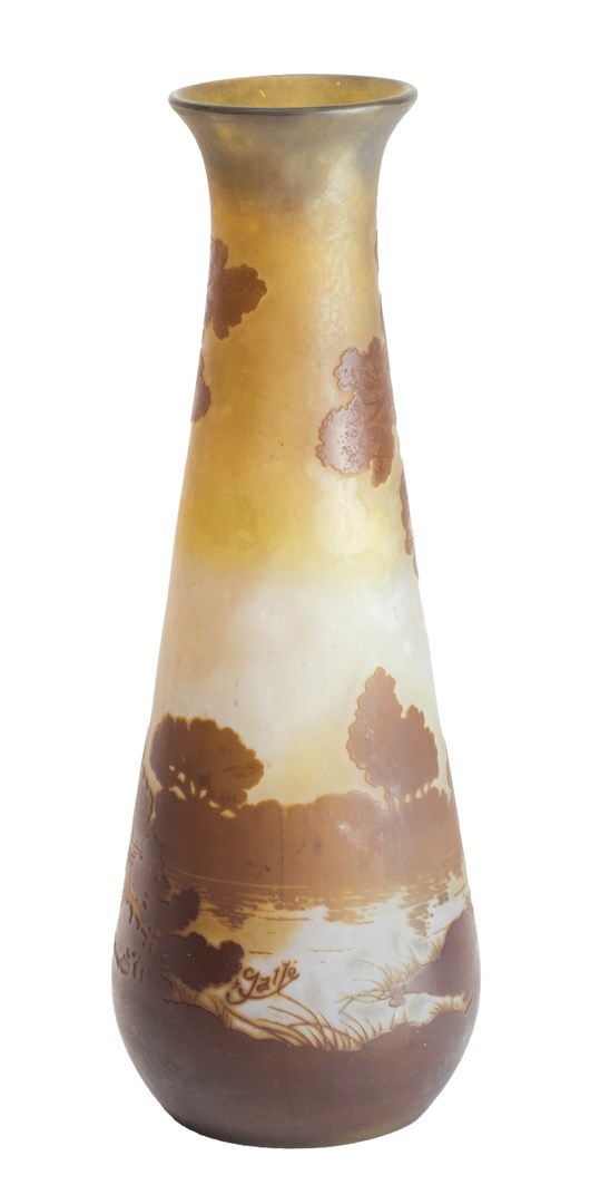 Appraisal: A Galle cameo glass 'Paysage' vase - overlaid and acid