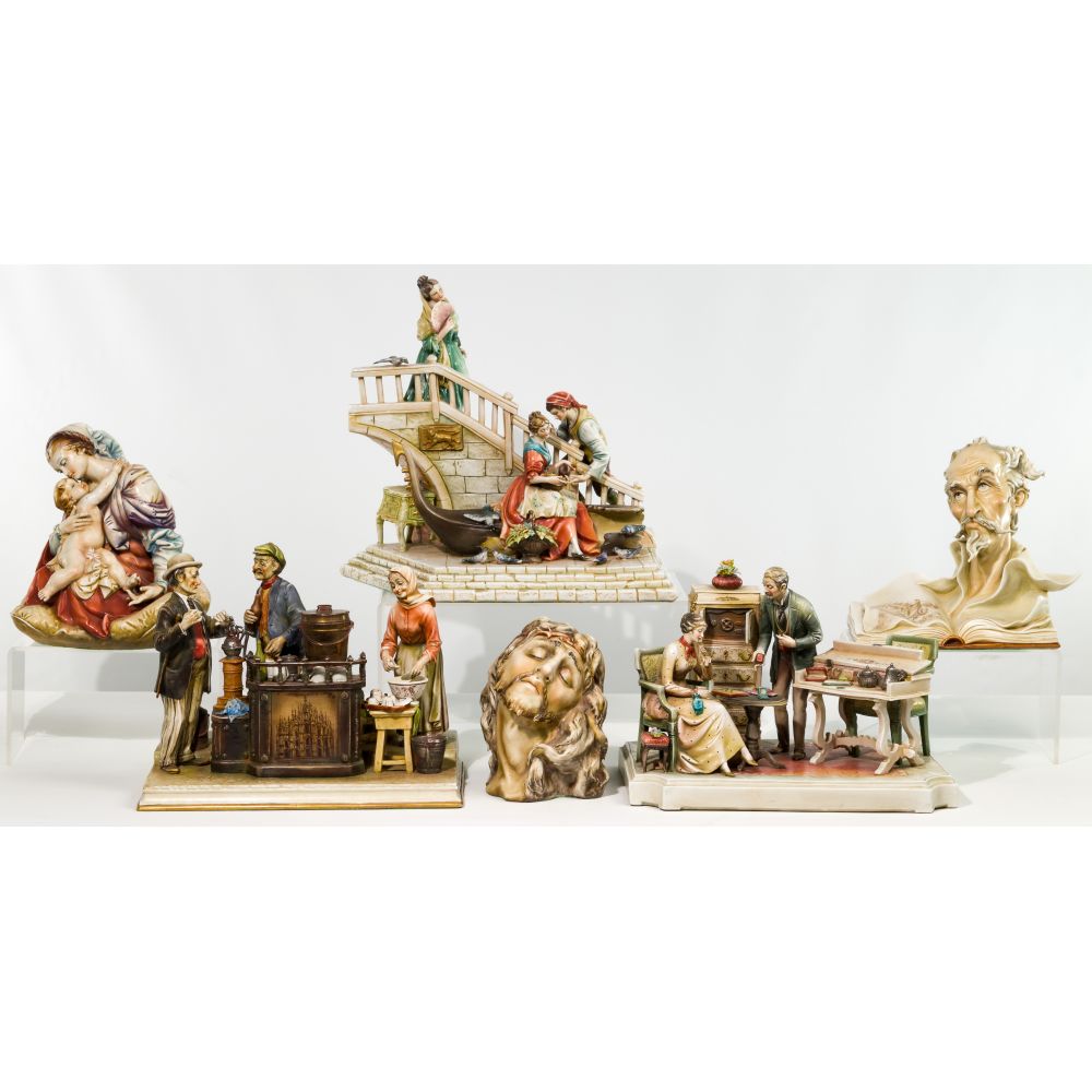 Appraisal: ANTONIO BORSATO FIGURINE ASSORTMENT items of interior room scenes Jesus