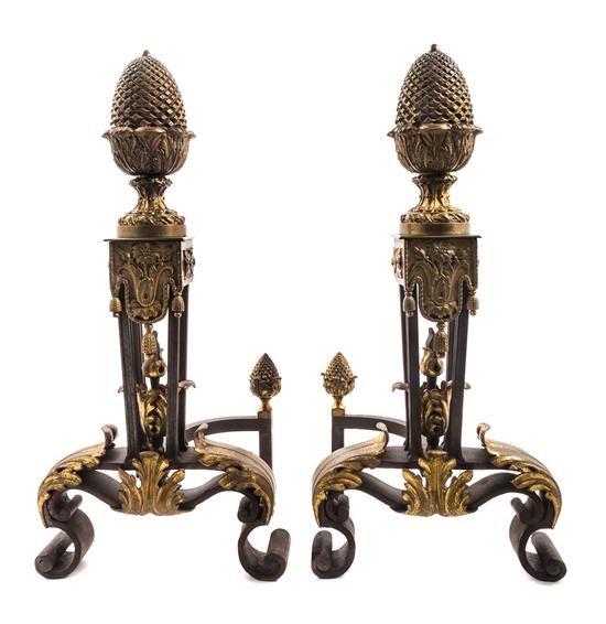 Appraisal: Sale Lot A Pair of Neoclassical Style Gilt Bronze Andirons