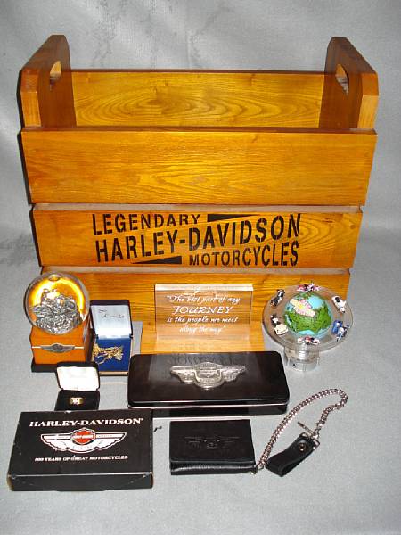 Appraisal: A lot of Harley-Davidson collectables including a secure wallet with