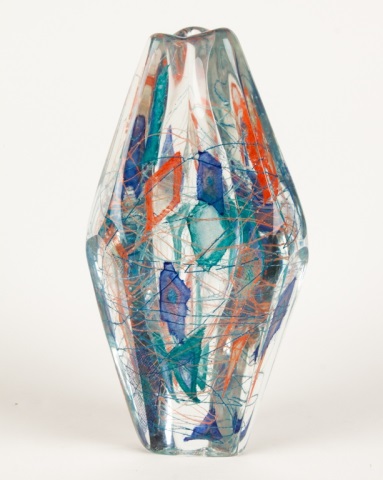 Appraisal: Contemporary art glass vase dated abstract form by Kate Vogel