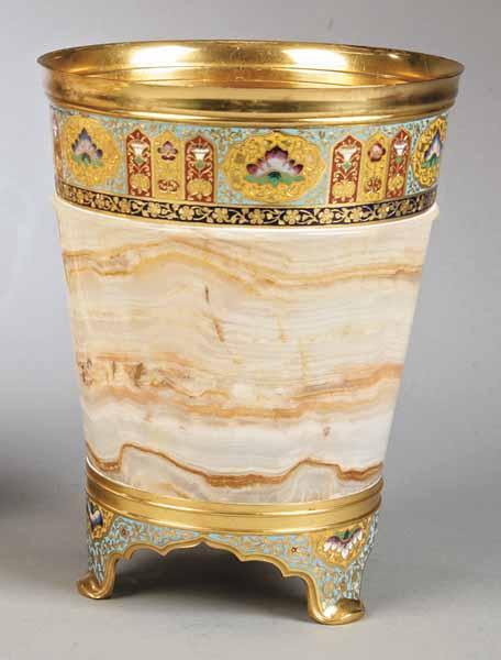 Appraisal: A Nicholas II-Style Champlev and Onyx Vase the slightly tapering