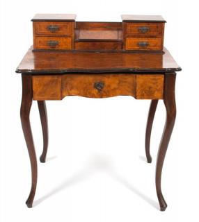 Appraisal: A Burlwood Writing Desk Height x width x depth inches