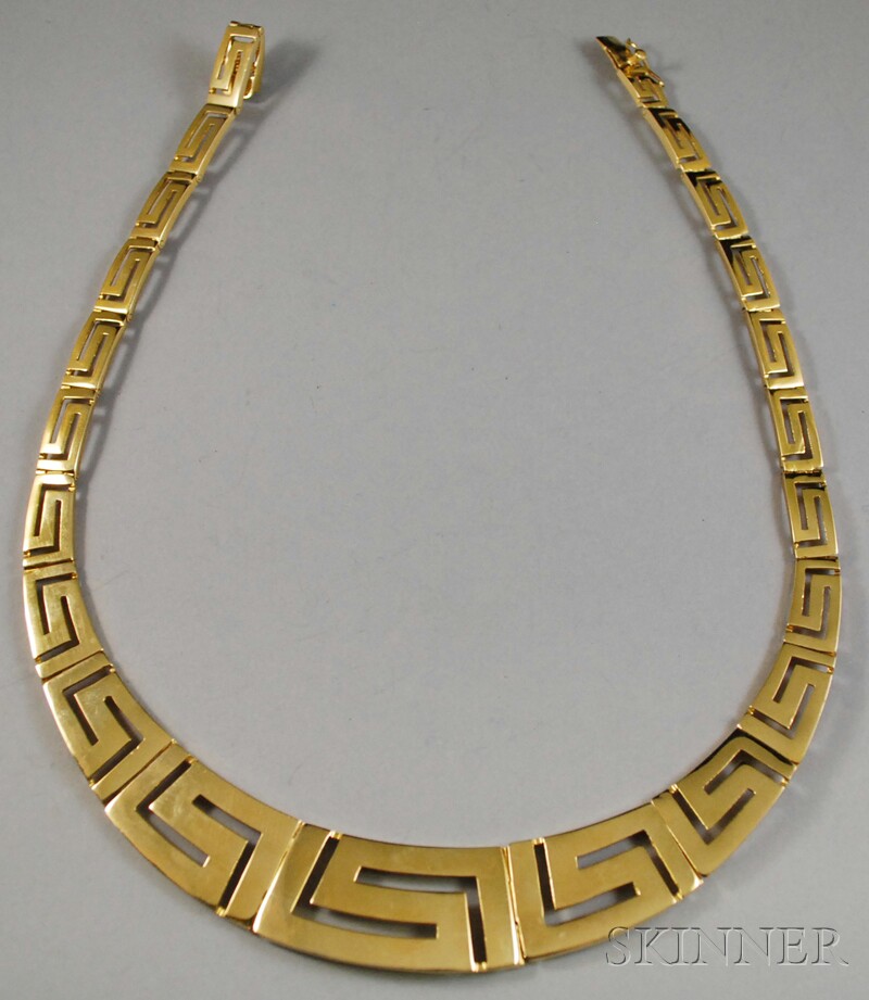 Appraisal: kt Gold Greek Key Necklace total dwt lg in