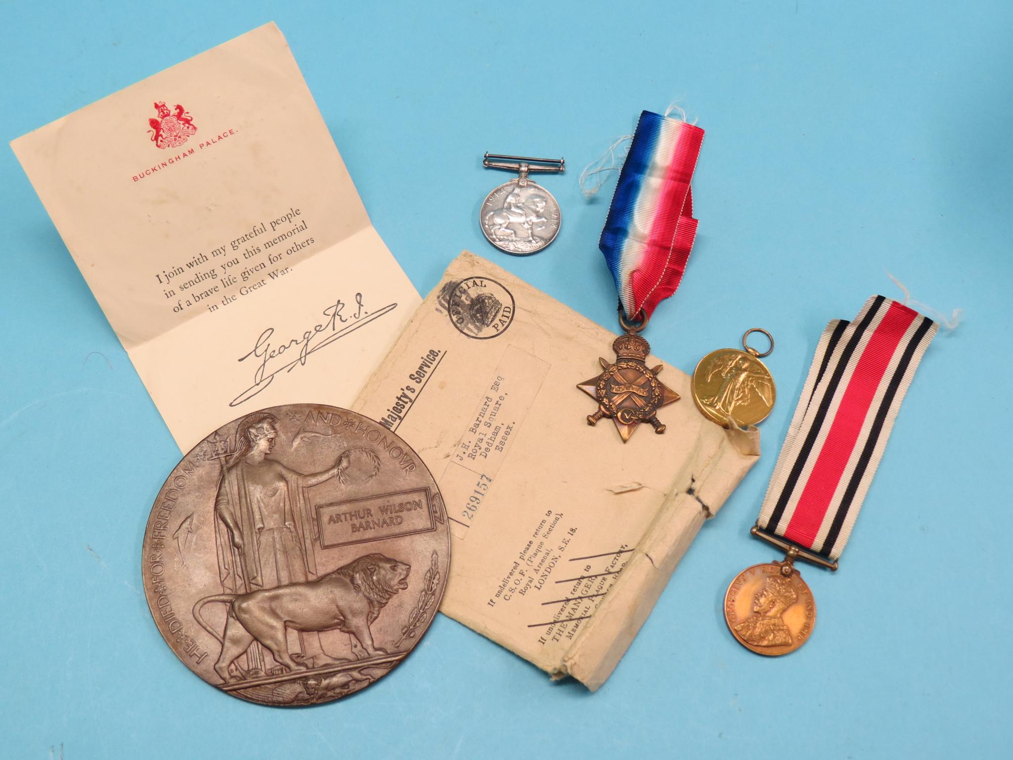 Appraisal: WWI medals group of three to Pte lieut A W