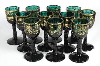 Appraisal: lot of Moser style stemware in green having a gilt