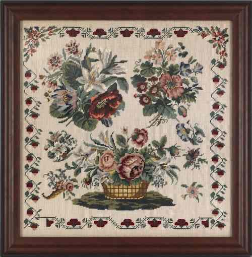 Appraisal: Victorian needlework late th c of a flower and a