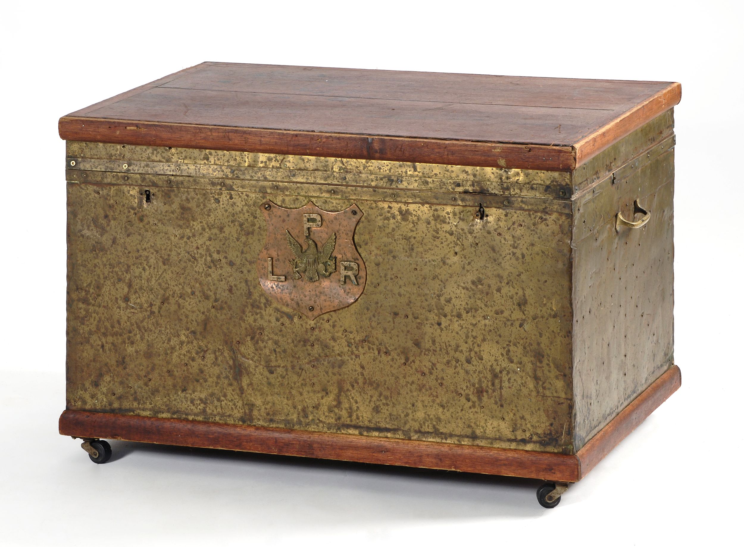 Appraisal: TH CENTURY WOOD AND BRASS TRUNK Possibly Civil War Era